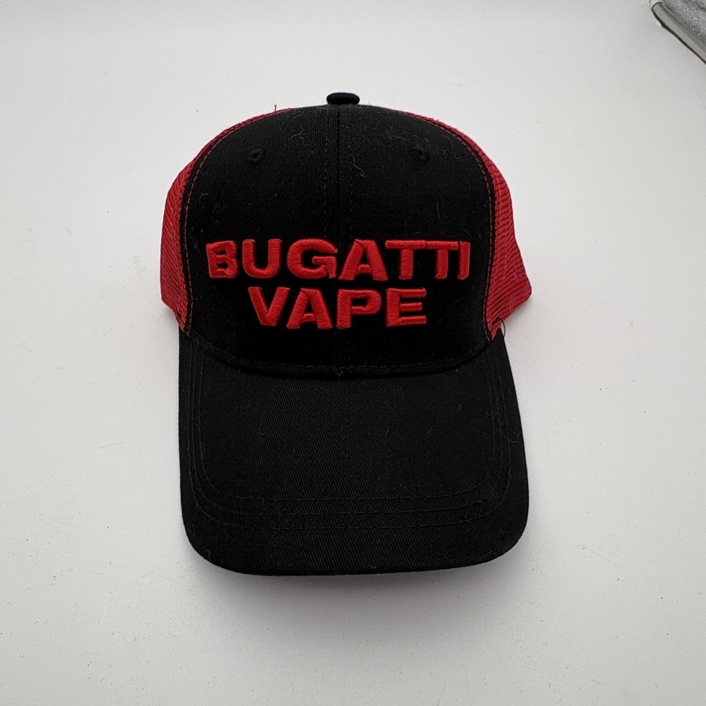 Bugatti Vape Trucker Hat Mens One Size Black Mesh Snapback Cars Adjustable